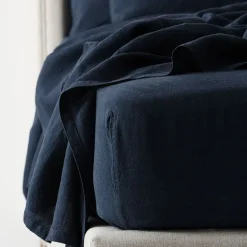 Antwerp Linen Fitted Sheet - Ink