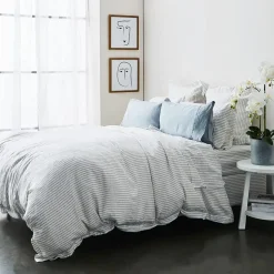 Antwerp Linen Flat Sheet - White & Charcoal