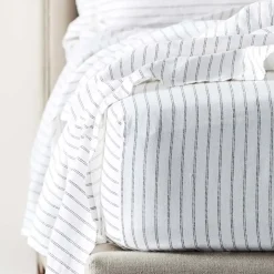 Antwerp Linen Quilt Cover - Charcoal & White