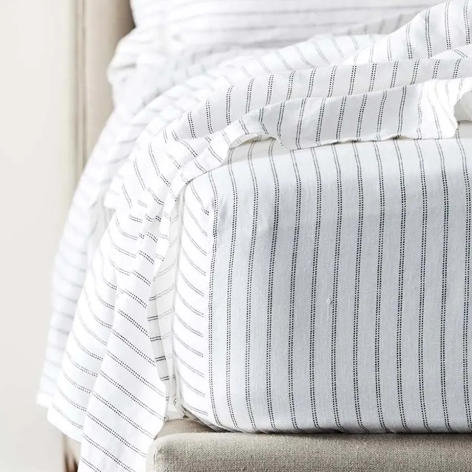 Antwerp Linen Quilt Cover - Charcoal & White