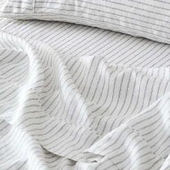 Antwerp Linen Quilt Cover - Charcoal & White