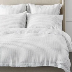 Antwerp Linen Quilt Cover - Charcoal & White