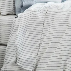 Antwerp Linen Quilt Cover - Charcoal & White