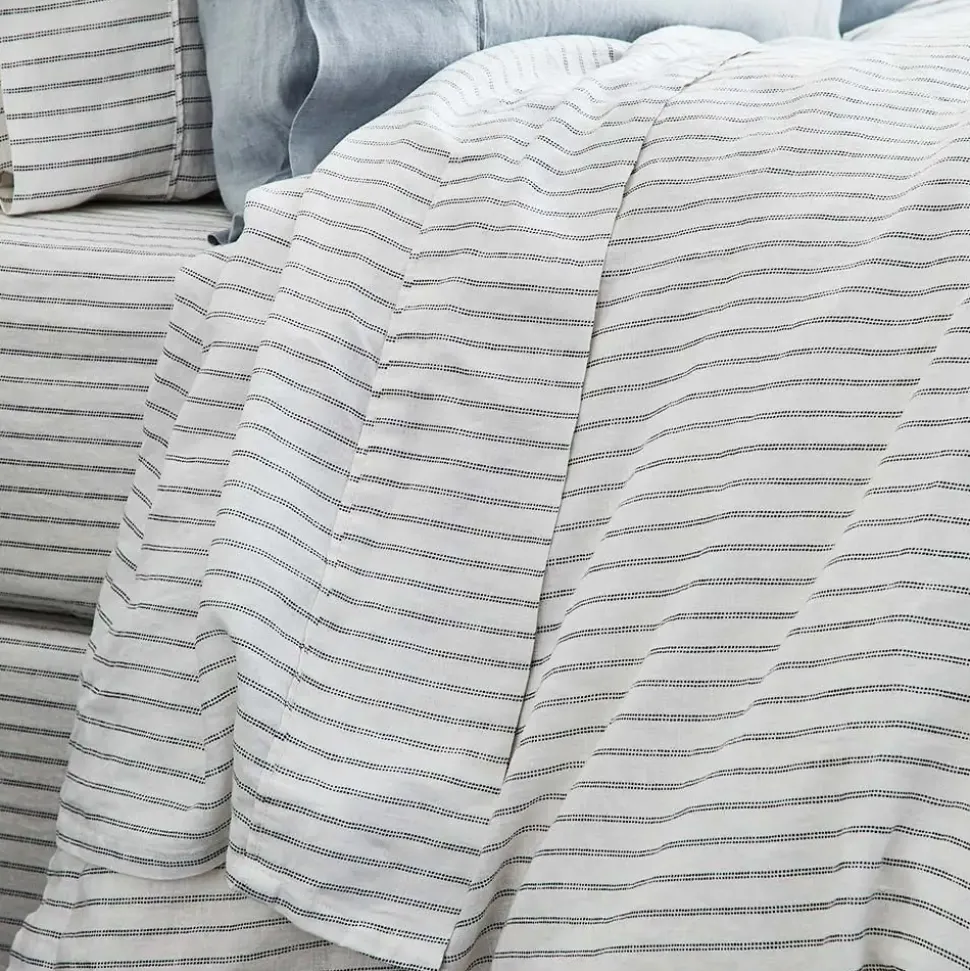 Antwerp Linen Quilt Cover - Charcoal & White