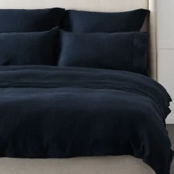 Antwerp Linen Quilt Cover - Ink