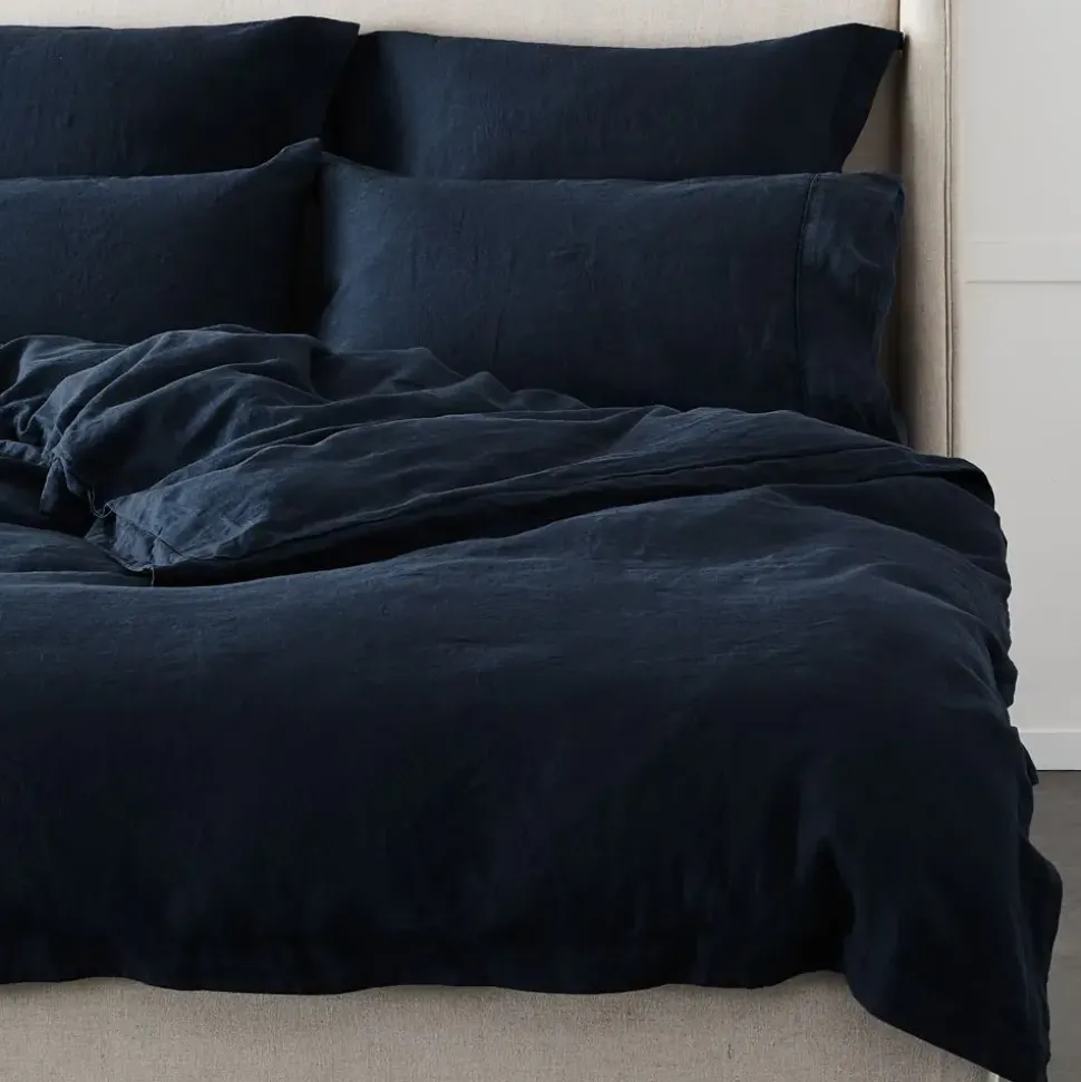 Antwerp Linen Quilt Cover - Ink