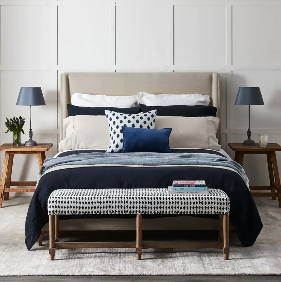 Antwerp Linen Quilt Cover - Ink