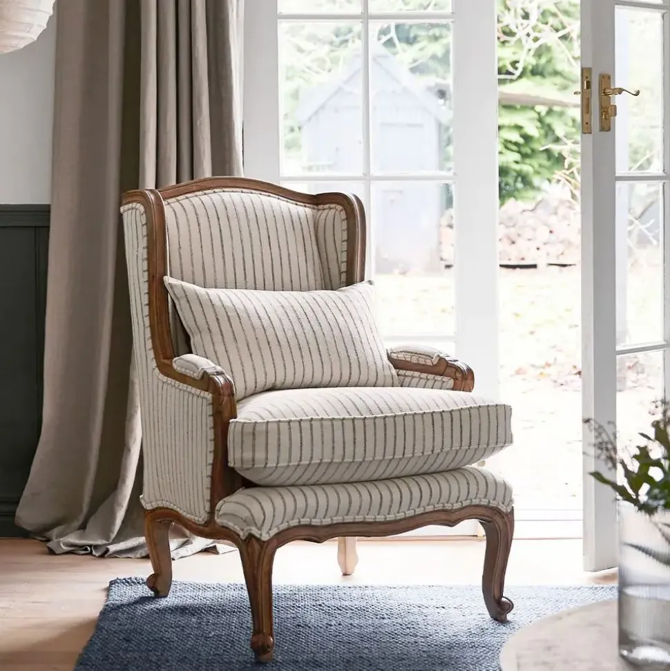 Khadi Hickory Stripe Armchair