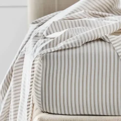 Parish Fitted Sheet - Natural & White