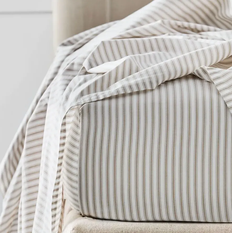 Parish Fitted Sheet - Natural & White
